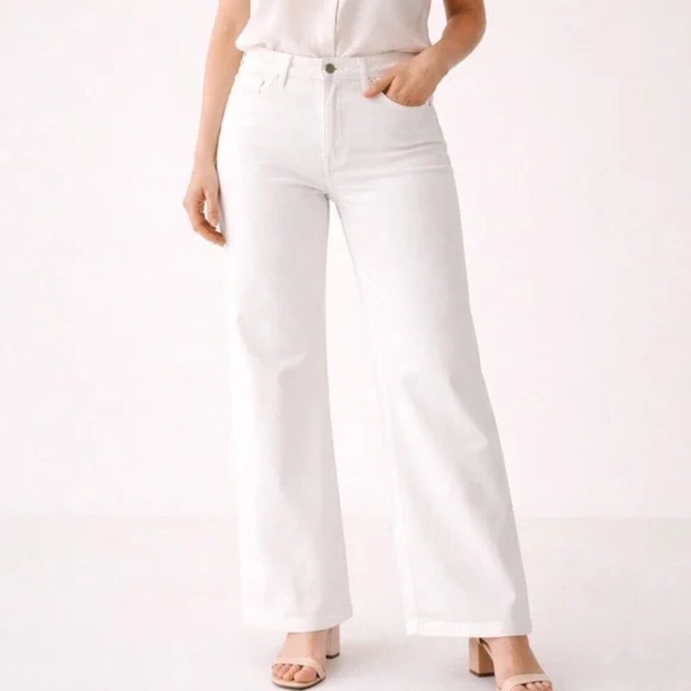 Old Navy Denim Jeans Women's White Sky Wide Leg Extra High Rise Size 8